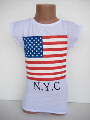 T-shirt wit amerikaans vlag