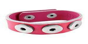 Lerenarmband roze voor 3 drukkers